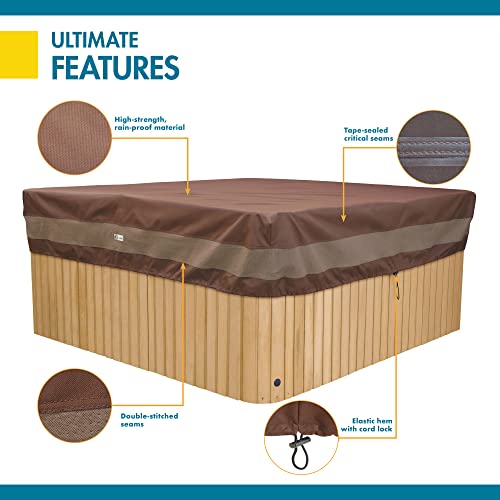 Duck Covers Ultimate Waterproof 86 Inch Square Hot Tub Cover Cap, Outdoor Spa Cover, Mocha Cappuccino