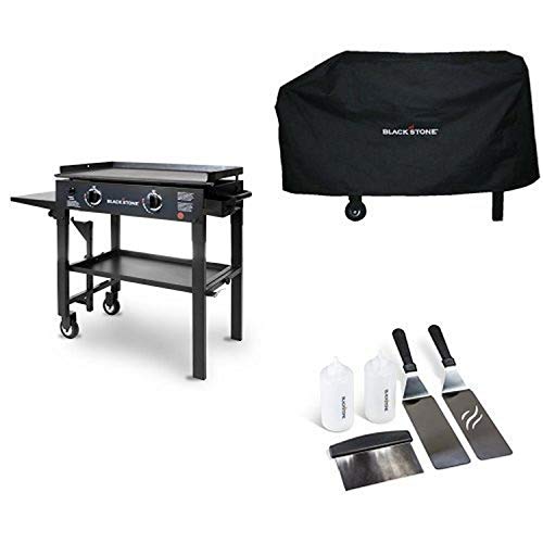 Blackstone 28 inch Outdoor Flat Top Gas Grill Griddle Station - 2-burner - Propane Fueled - Restaurant Grade - Professional Quality with Cover and Griddle Tool Kit
