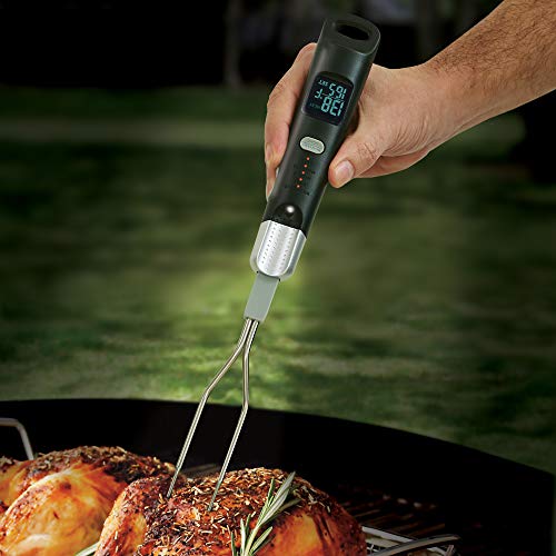 Maverick DF-10 Redi Pro Digital Instant Read Cooking Kitchen Grilling Smoker BBQ Meat Thermometer Fork with Light, Black