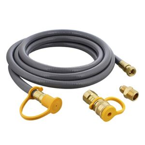 bisupply natural gas grill hose, 12ft – flexible gas line quick connect gas hose 3/8in female flare to 3/8in male flare