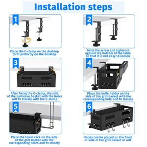 Thanps Upgraded Grill Caddy, Space Saving Griddle Caddy with Paper Tower Holder and Knife Holder Free Seconds Installation, BBQ Caddy for 28" 36" Blackstone Griddle, Gas Grill, Charcoal Grill