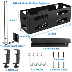 Thanps Upgraded Grill Caddy, Space Saving Griddle Caddy with Paper Tower Holder and Knife Holder Free Seconds Installation, BBQ Caddy for 28" 36" Blackstone Griddle, Gas Grill, Charcoal Grill