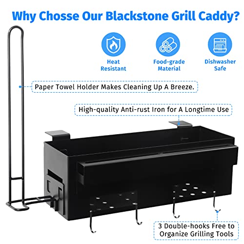 Thanps Upgraded Grill Caddy, Space Saving Griddle Caddy with Paper Tower Holder and Knife Holder Free Seconds Installation, BBQ Caddy for 28" 36" Blackstone Griddle, Gas Grill, Charcoal Grill