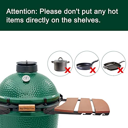 Quantfire Side Shelves Big Green Egg Accessories, Composite 3 Slat Egg Mates for Large Big Green Egg with Folding Side Shelves Replacement Parts Grill & Smoker Accessories