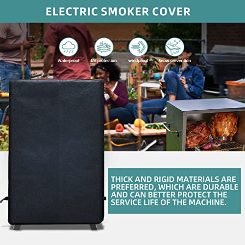 KPT 32 inch Masterbuilt Electric Smoker Cover, 500D Heavy Duty Waterproof Square 2 Burner Small Grill Cover for Weber, Smoke Hollow, Char Broil, Nexgrill Black Grill Cover, Fade and UV Resistant.