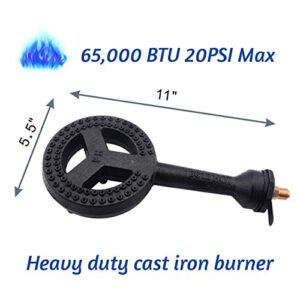 ARC G20S Heavy Duty Cast-Iron Burner Head up to 65,000 BTU, 0-20 PSI High Pressure Adjustable Propane Regulator Hose Set with Tools, CSA Certified, 47" Gas Hose, 5.5" Burner Head