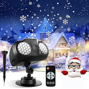snowflake projector lights outdoor with remote control, christmas snowflake projector lights, ip65 waterproof snowfall landscape light christmas projector gift for holiday friend garden wall decor