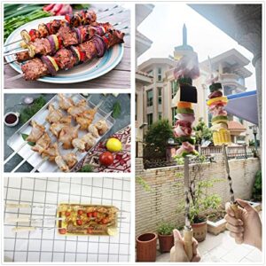 【NEW】23.6" Large Size Kabob Skewers Flat Metal BBQ Barbecue Skewer Wooden Handle Stainless Steel Shish Kabob Stick Wide Reusable Grilling Set Meat Shrimp Chicken Vegetable Kebab Fork Sausage-12PCS