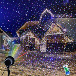 MHAZDZE Christmas Laser Lights Outdoor,Laser Christmas Projector Lights Outdoor with Moving Red and Green and Blue, for Outdoor,Christmas, Holiday