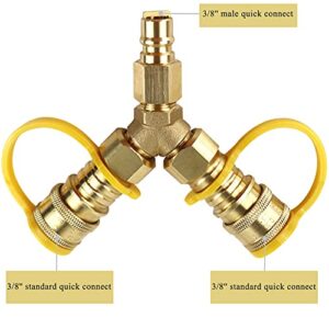 Hosile /8" Y-Splitter Separator Quick Connect/Disconnect Adapter for Low Pressure Natural Gas or Propane Systems,Suitable for Natural Gas Grills,RV,Courtyard Fire Pits.…