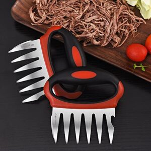 Vamotto 3-in-1 Pulled Pork Shredder Claws - Stainless Steel Meat Claws BBQ Meat Forks for Shredding Handling Carving Food Barbecue Paws Claw Handler Set for Serving Pork, Turkey, Chicken, Brisket