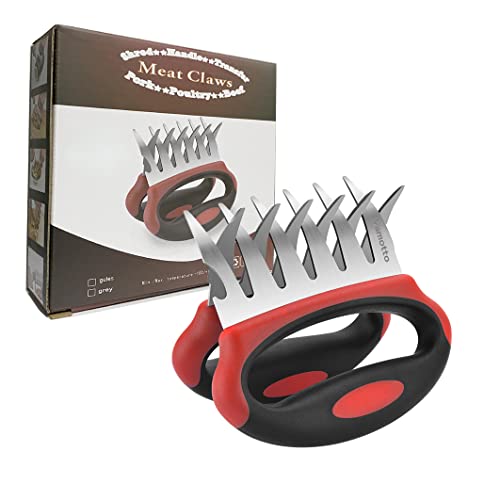 Vamotto 3-in-1 Pulled Pork Shredder Claws - Stainless Steel Meat Claws BBQ Meat Forks for Shredding Handling Carving Food Barbecue Paws Claw Handler Set for Serving Pork, Turkey, Chicken, Brisket