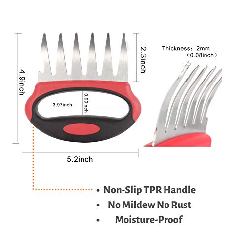 Vamotto 3-in-1 Pulled Pork Shredder Claws - Stainless Steel Meat Claws BBQ Meat Forks for Shredding Handling Carving Food Barbecue Paws Claw Handler Set for Serving Pork, Turkey, Chicken, Brisket