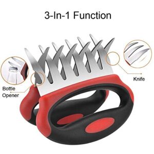 Vamotto 3-in-1 Pulled Pork Shredder Claws - Stainless Steel Meat Claws BBQ Meat Forks for Shredding Handling Carving Food Barbecue Paws Claw Handler Set for Serving Pork, Turkey, Chicken, Brisket