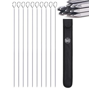 grillers choice kabob skewers, set of 14, 15″ shish kabob skewers for grilling. made with type 440 stainless steel, the highest grade of stainless steel. strong metal skewers.