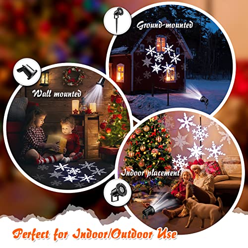 Christmas Projector Lights Outdoor & Indoor, Snowflake Projector Lights, IP65 Waterproof LED White Snowfall Christmas Lights, Perfect for Xmas Party Wedding Garden Patio Decoration