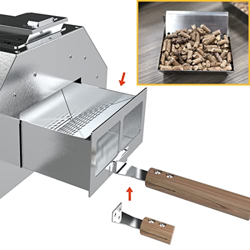 Outdoor Wood Fired Pizza Oven, Portable Stainless Steel Wood Pellet Pizza Oven with 11-Inch Cordierite Pizza Baking Stone and Feed Inlet