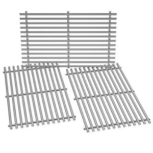 stanbroil sus 304 solid stainless steel cooking grates for weber summit 600 series summit e-620 s-620 gas grills without smoker box, heavy duty grill grid for weber 67551 – set of 3