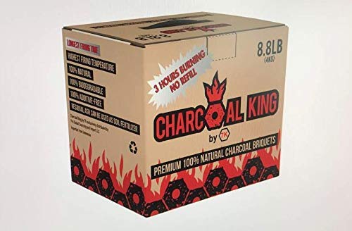 Charcoal King by 7K Charcoal Briquette - All Natural - Additive Free - Biodegradable - Highest Firing Temperature - Extra Long Burning Time - 8.8 lbs