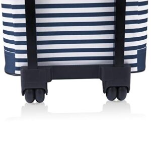 ONIVA - a Picnic Time brand Portable Rolling Cooler with Wheels and Handle, Water-Resistant Wheeled Trolley, (Navy Blue & White Stripe)