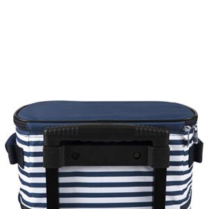 ONIVA - a Picnic Time brand Portable Rolling Cooler with Wheels and Handle, Water-Resistant Wheeled Trolley, (Navy Blue & White Stripe)