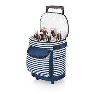 ONIVA - a Picnic Time brand Portable Rolling Cooler with Wheels and Handle, Water-Resistant Wheeled Trolley, (Navy Blue & White Stripe)