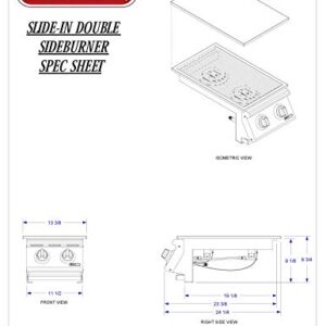 Bull Outdoor Products 30008 Liquid Propane Slid-In Double Side Burner, Front and Back Design