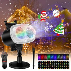 holiday projector lights outdoor, 2-in-1 led outdoor projectors with remote control timer, 3d ocean wave & patterns waterproof lanscape lights for indoor valentine xmas halloween holiday party