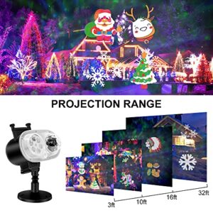 Holiday Projector Lights Outdoor, 2-in-1 LED Outdoor Projectors with Remote Control Timer, 3D Ocean Wave & Patterns Waterproof Lanscape Lights for Indoor Valentine Xmas Halloween Holiday Party