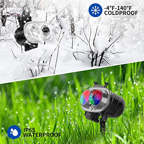 Holiday Projector Lights Outdoor, 2-in-1 LED Outdoor Projectors with Remote Control Timer, 3D Ocean Wave & Patterns Waterproof Lanscape Lights for Indoor Valentine Xmas Halloween Holiday Party