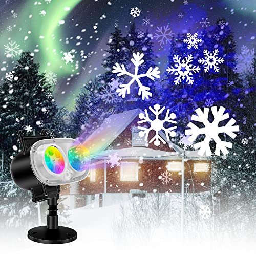 Holiday Projector Lights Outdoor, 2-in-1 LED Outdoor Projectors with Remote Control Timer, 3D Ocean Wave & Patterns Waterproof Lanscape Lights for Indoor Valentine Xmas Halloween Holiday Party