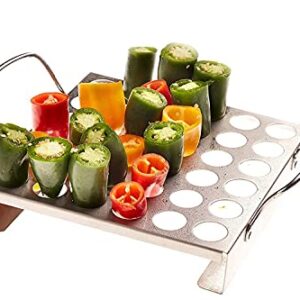 BBQ-Aid Jalapeno Poppers Grill Rack with Handles - Jalapeno Popper Holder for Grill - Easy to Pick Up - Chicken Legs & Wings or Chili - 36 Capacity Racks- BBQ Grill and Smoker Accessories