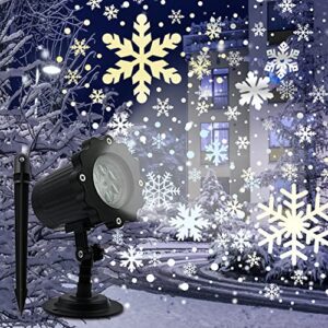 Christmas Snowflake Projector Lights, Dynamic Led Snowflake Projector Lights, White Snow Projection Outdoor and Indoor Decorative Lighting for Halloween Xmas New Year Wedding Party Holiday