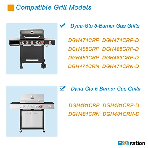 BBQration Replacement Kit for Dyna-Glo 5-Burner Gas Grill DGH474CRP DGH474CRP-D DGH483CRP DGH483CRP-D DGH485CRP DGH485CRP-D, Heat Plate and Burner Kit for Dyna Glo 5 Burner Grill