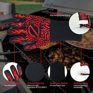 Z GRILLS BBQ Grill Gloves 1472℉ Oven Gloves Heat Resistant Barbecue Silicone Heat Resistant Mitts Smoking Cooking, Universal Size for Barbecue, Baking, Frying, Welding, Cutting