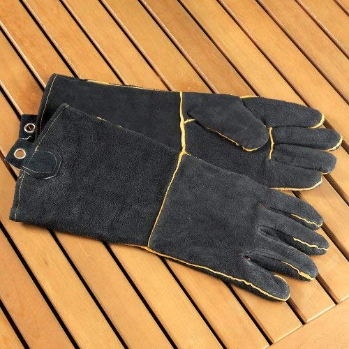 Mr. Bar-B-Q 40113Y Extra Length Leather Gloves | BBQ Grilling Gloves | Great for Cooking | Protects Hands from Heat | Rugged but Comfortable