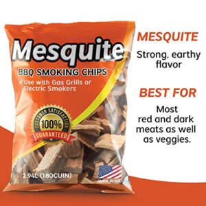 Wood Chips for Smoking Variety Pack, 2 Lbs Each, Apple, Mesquite, Hickory & Cherry Flavor Wood Chips for Smokers & Grills, Bake, Roast, Braise and BBQ, 4-Pack | USA Made