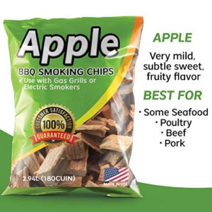 Wood Chips for Smoking Variety Pack, 2 Lbs Each, Apple, Mesquite, Hickory & Cherry Flavor Wood Chips for Smokers & Grills, Bake, Roast, Braise and BBQ, 4-Pack | USA Made