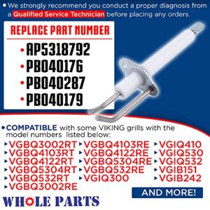 Whole Parts BBQ Grill Burner Ignitor Electrode Part # 008090-000 - Replacement & Compatible with Some Viking Grills - Replaces AP5318792 - Non-OEM Appliance Parts & Accessories - 2 Yr Warranty