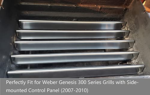 GasSaf 24.5 inch Flavorizer Bar Replacement for Weber 7539, 7540, Genesis 300 Series E-310, E-320, S-310, S-320, EP/CEP 310 & 320 (with Side Mounted Control Panels), 5-Pack Stainless Steel Flavor Bar