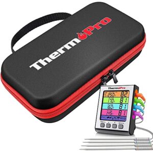 thermopro tp17h digital meat thermometer with 4 temperature probes+official thermopro carrying case for tp-16, tp-16s, tp-17,tp-17h
