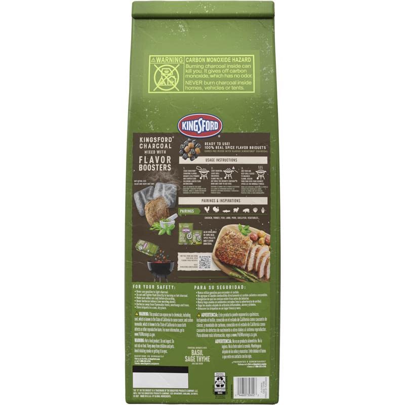 Kingsford, Charcoal Briquets with Basil Sage Thyme and Oakwood, 128 Ounce