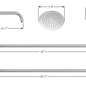 Wayime 87" Separable&Composable Free-Standing Brushed Stainless Steel 304 Rainfall Outdoor Shower