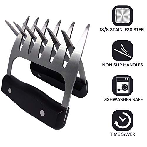 Metal Meat Shredder Bear Claw – M LIFE MASTER Stainless Steel Meat Forks With Handle - BBQ Meat Handler For Pulling, Shredding, Serving - Ultra-Sharp Blades, Easy To Clean & Safe To Use