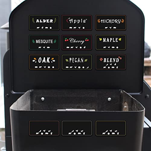 12 Pack Pellet Hopper Magnet Labels Pellet Grill Guide Magnet Traeger Wood Pellet Bin Labels & Hopper Magnets Essential BBQ Smoker Accessories Magnetic Pellets Markers