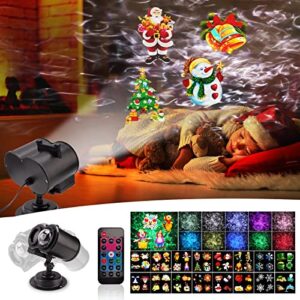 christmas halloween projector lights, remote control 2-in-1 ocean water wave & rotating gobos 16 slides, ip44 waterproof indoor outdoor lights for holiday party garden landscape decorations puloux