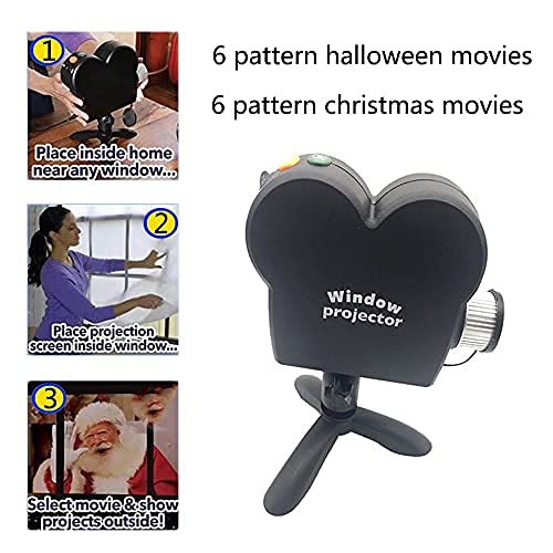 Halloween Window Projector,Christmas Led Holographic Projection Lamp,12 Movies,Used for Halloween Outdoor Garden Decoration Family Outdoor Party