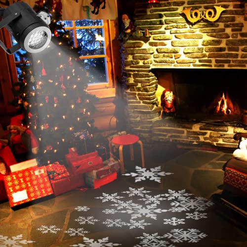 Callenbach Christmas Projector Lights, Snowflake Projector Rotating Christmas Snowfall Lights with 2 Film for Christmas Holiday Party Garden Indoor & Outdoor Decorations