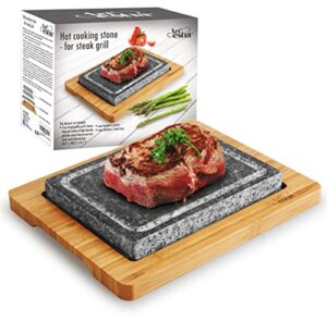 artestia cooking stones for steak, double cooking stones in one sizzling hot stone set, steak stone cooking set barbecue/bbq/hibachi/steak grill (one deluxe set with two stones)