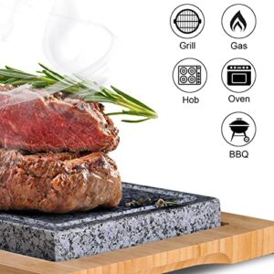 Artestia Cooking Stones for Steak, Double Cooking Stones in One Sizzling Hot Stone Set, Steak Stone Cooking Set Barbecue/BBQ/Hibachi/Steak Grill (One Deluxe Set with Two Stones)